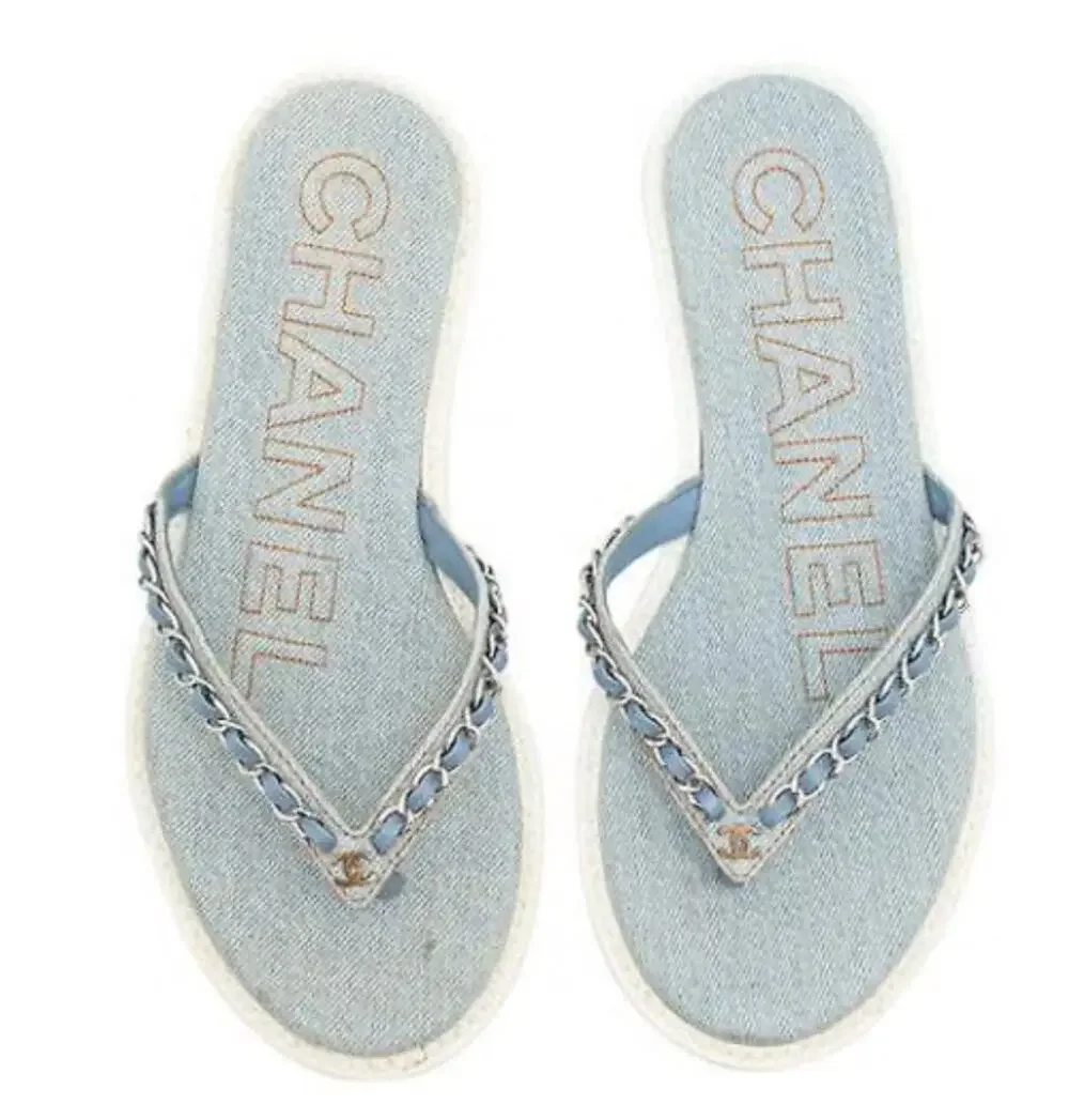 Chanel inter-locking denim sandals